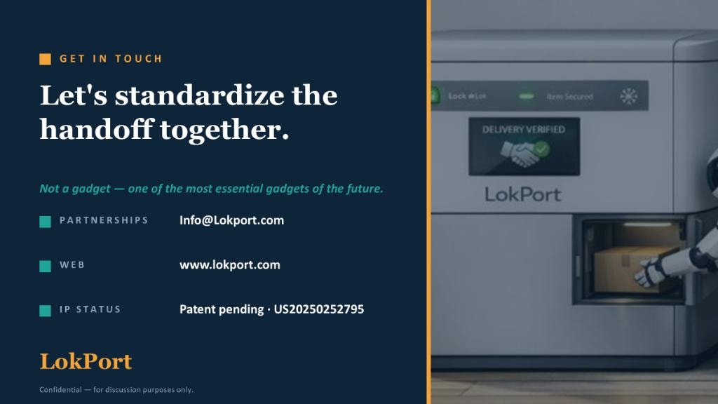 LokPort patent-pending innovation concept — autonomous delivery ecosystem vision